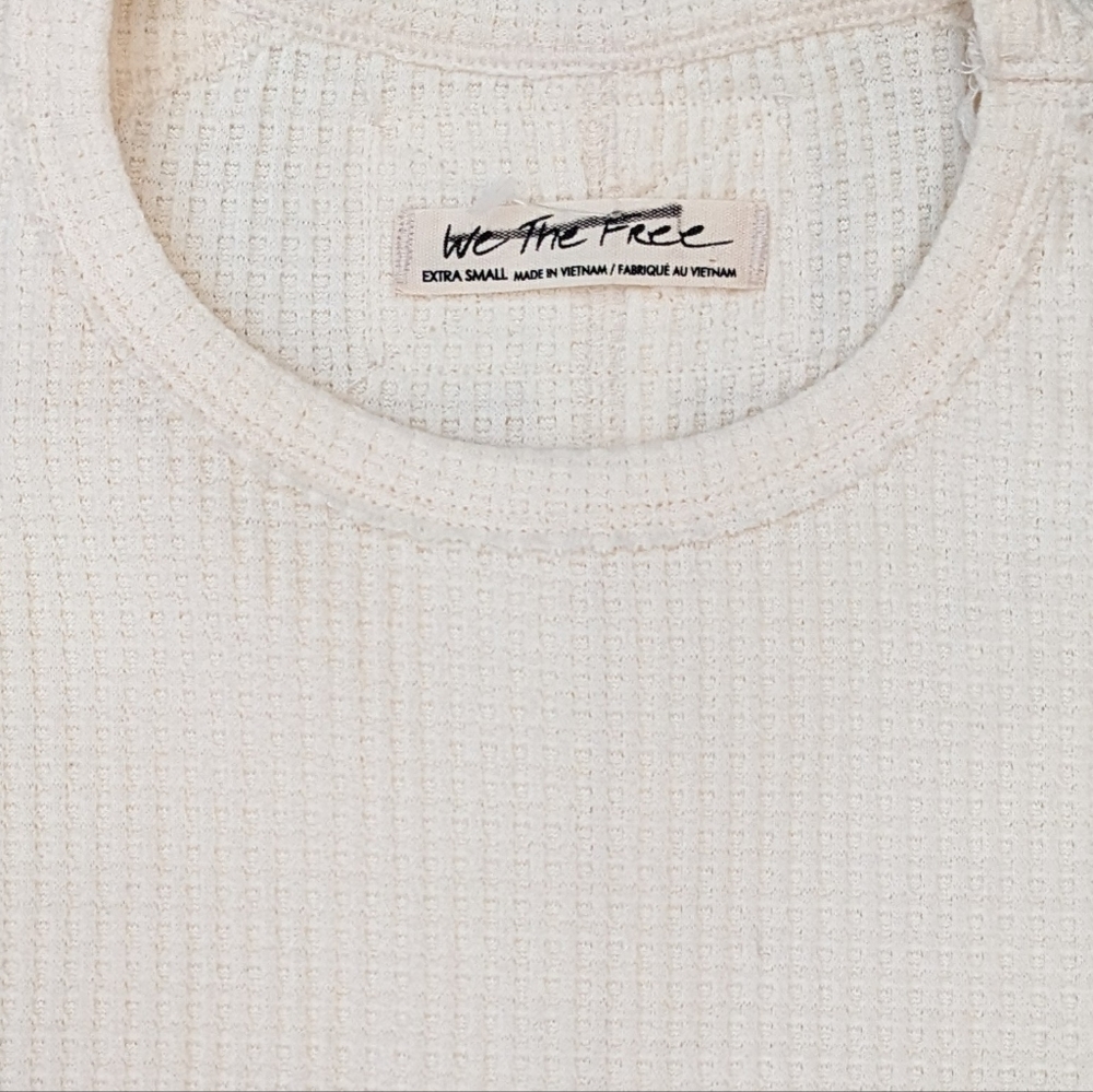 New Free People We the Free Cream Waffle Thermal Peplum Top Small - Picture 3 of 3